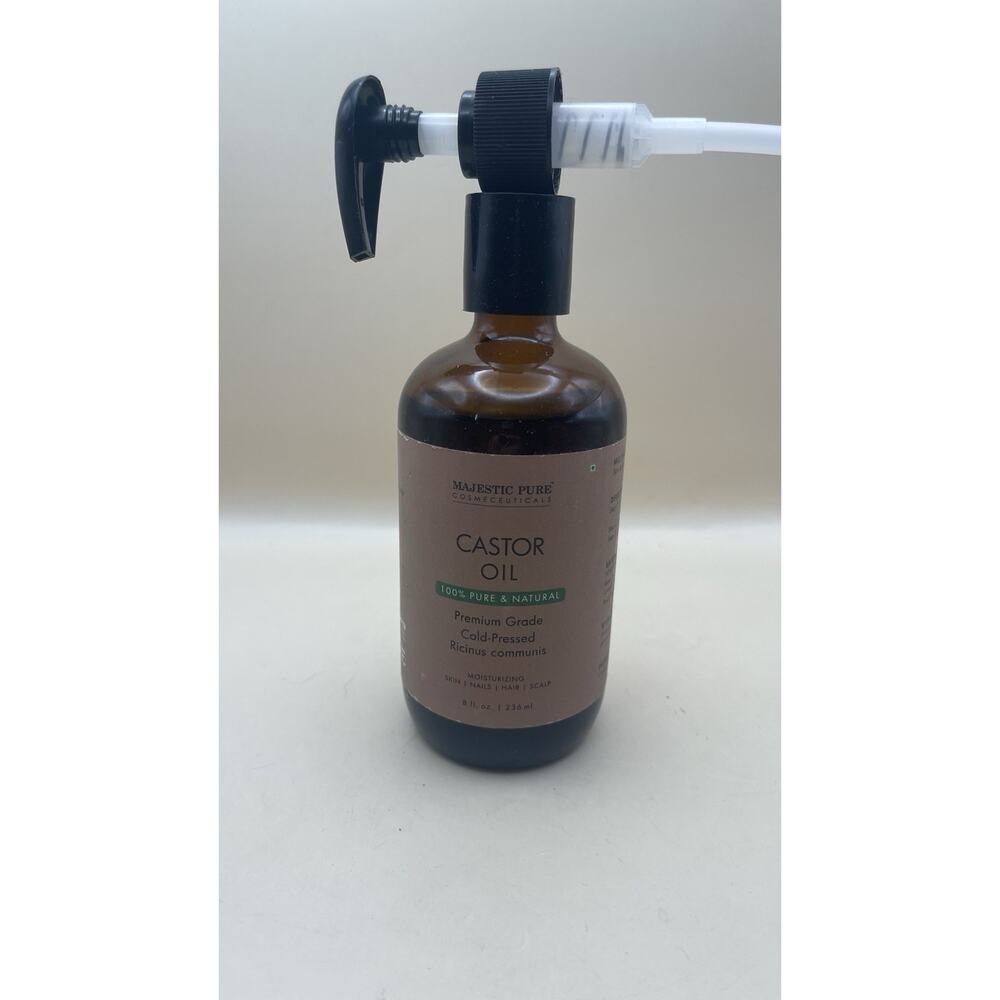 Majestic Pure Castor Oil 8 fl oz Cold Pressed Hair Skin Nails w Pump New